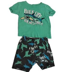Crazy 8 Shark Pajamas Shorts & T Shirt Set Size 18-24 Months